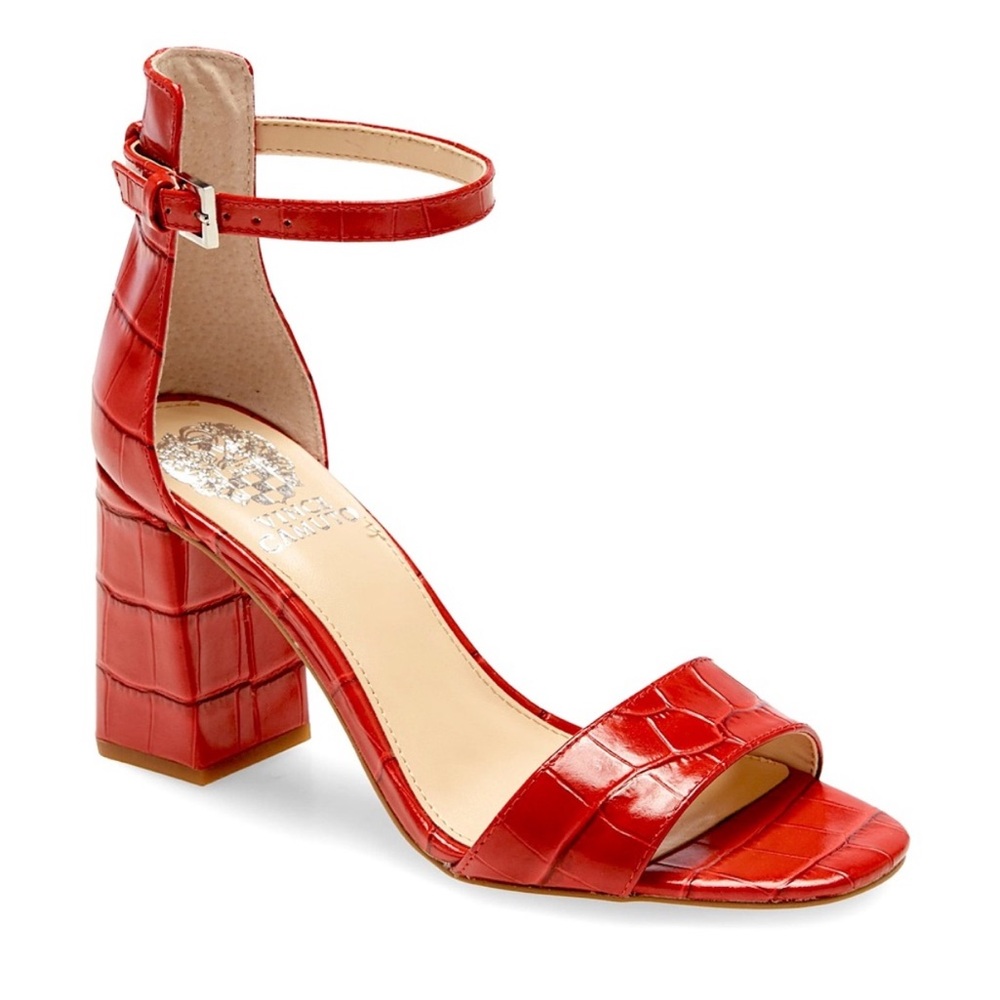 Vince Camuto Red Croc-Embossed Heels